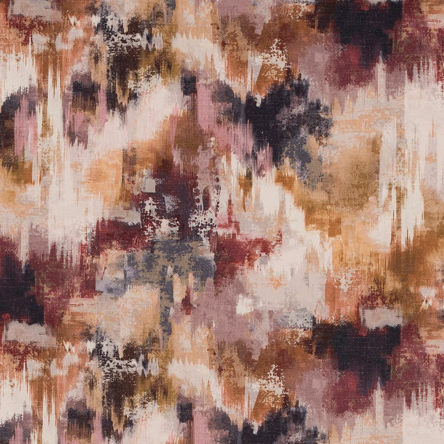Abstract painterly fabric in burgundy, blush, taupe and charcoal blocks