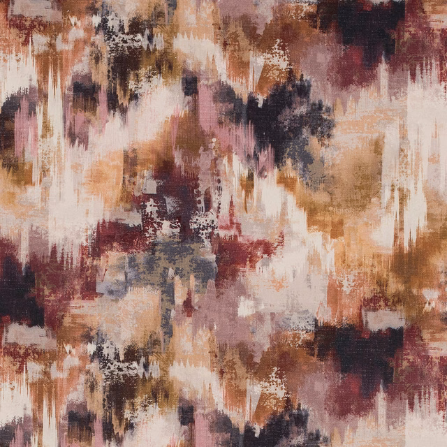 Abstract painterly fabric in burgundy, blush, taupe and charcoal blocks