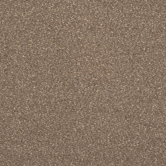 Close-up of warm taupe bouclé fabric with a fine speckled texture