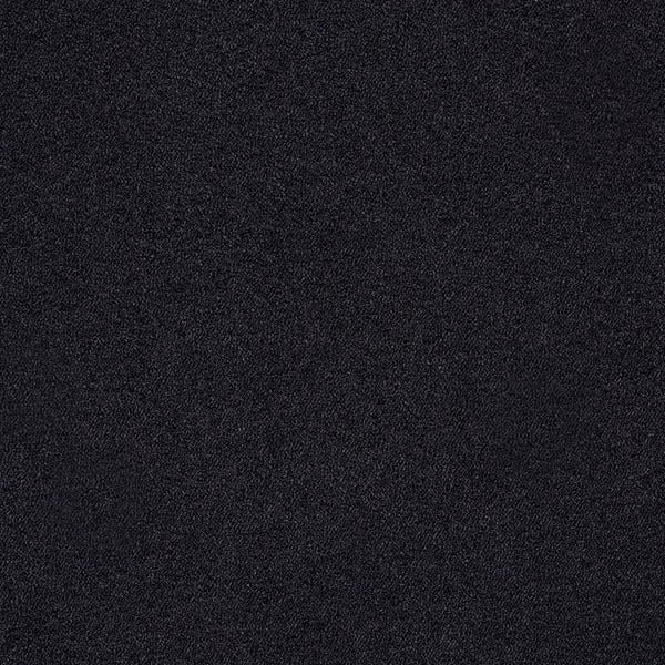 Close-up of soft charcoal-black boucle upholstery fabric with fine speckled texture