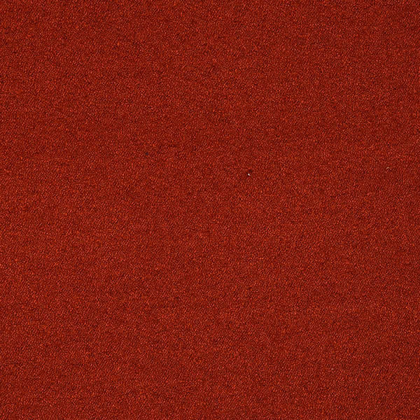 Deep burnt red boucle fabric swatch with fine textured surface