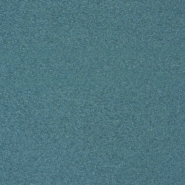 Close-up of muted teal boucle fabric with a fine, even textured surface
