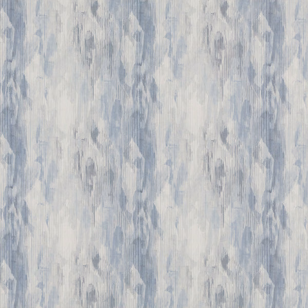 Pale seafoam blue abstract fabric with vertical painterly striations and soft mottled texture