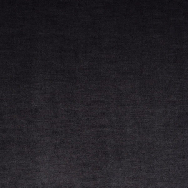 Close-up of a dark charcoal grey plain-woven fabric swatch with soft texture