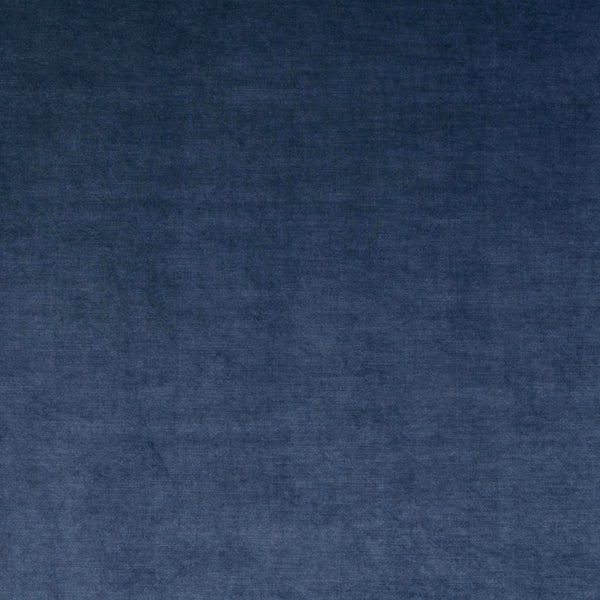 Deep steel blue plain woven fabric with a soft, velvety surface