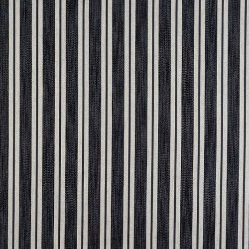 Vertical charcoal and pale grey ticking stripe fabric with a woven texture