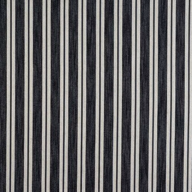Vertical charcoal and pale grey ticking stripe fabric with a woven texture