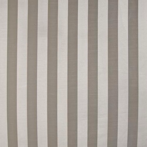 Vertical grey, taupe and ivory stripe fabric with a smooth woven texture