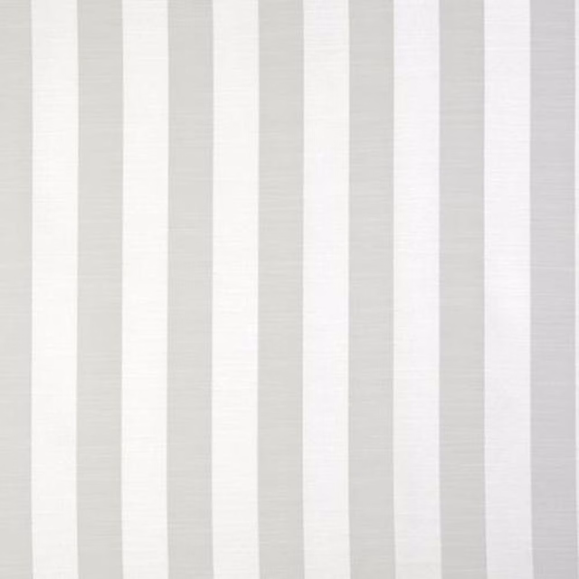 Vertical soft white and pale grey striped fabric with a smooth woven texture