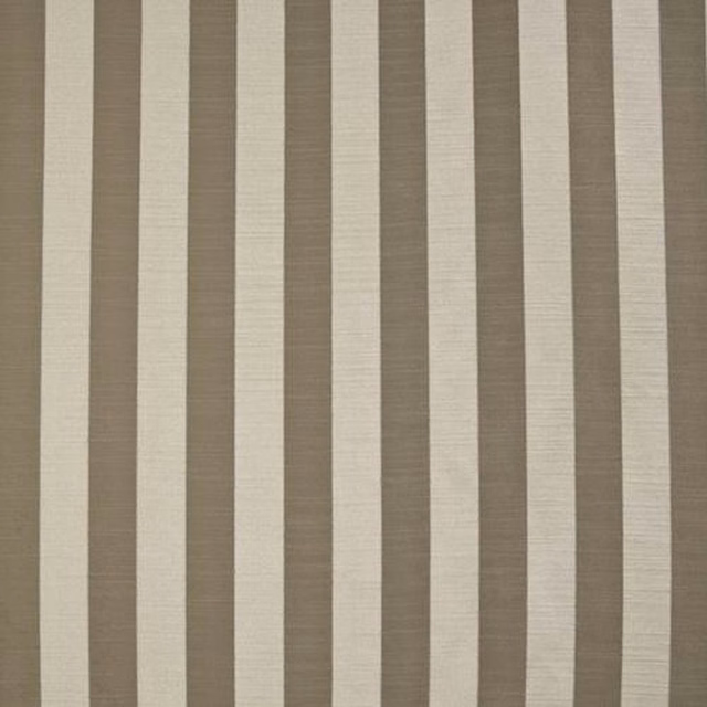 Vertical latte and cream striped fabric swatch with a matte woven texture