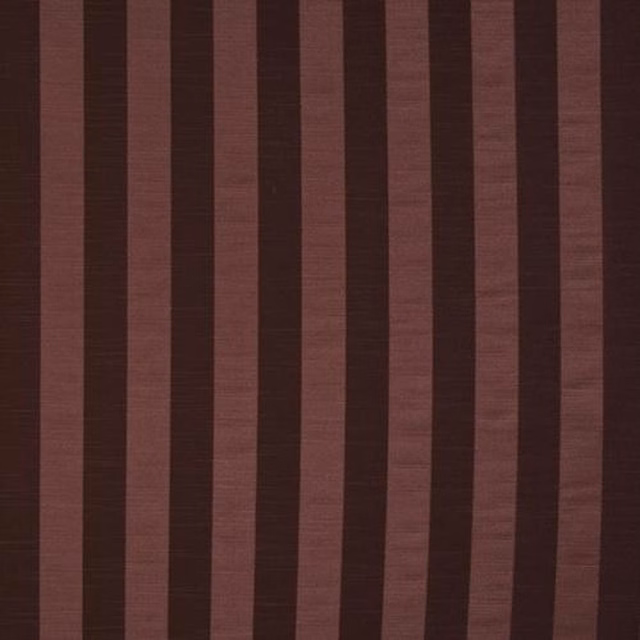 Vertical raspberry and dark wine-brown stripes on a smooth woven fabric swatch