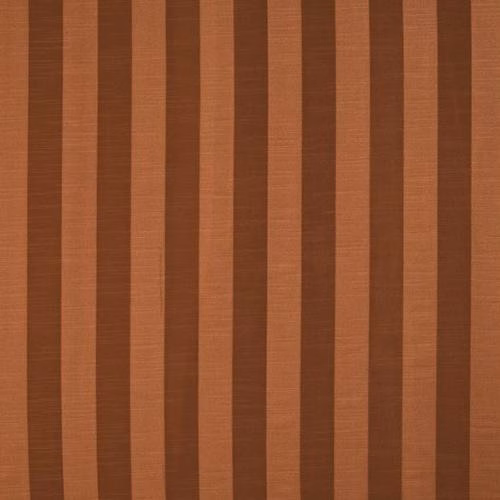 Vertical terracotta and brown striped fabric swatch with a subtle woven texture