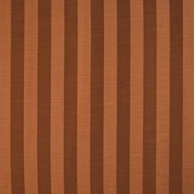 Vertical terracotta and brown striped fabric swatch with a subtle woven texture