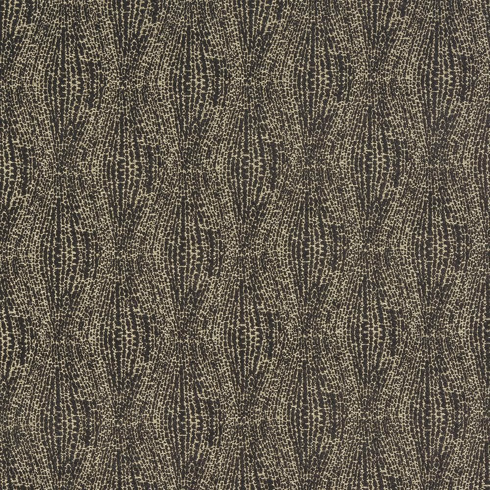 Dark graphite geometric fabric with fine gold-speckled woven texture