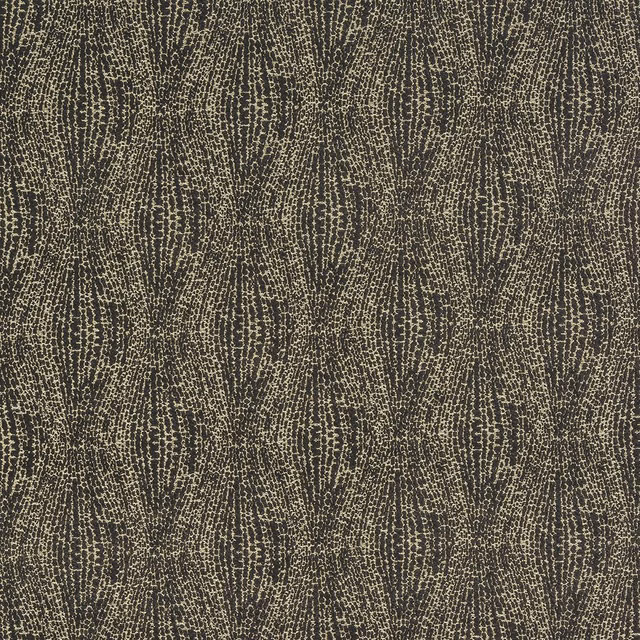 Dark graphite geometric fabric with fine gold-speckled woven texture