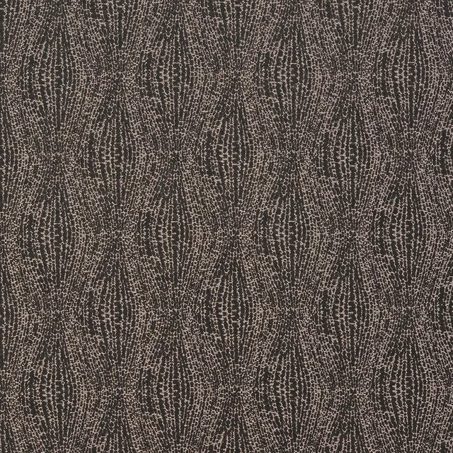 Dark smoky brown patterned fabric with fine pale flecked leaf motif