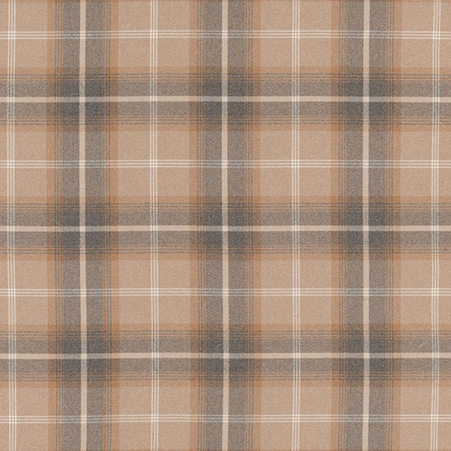 Warm antique gold plaid fabric with grey and beige stripes, shown as a swatch