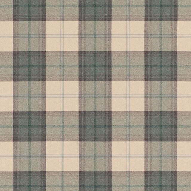 Muted jade and cream checked fabric with fine stripe detail
