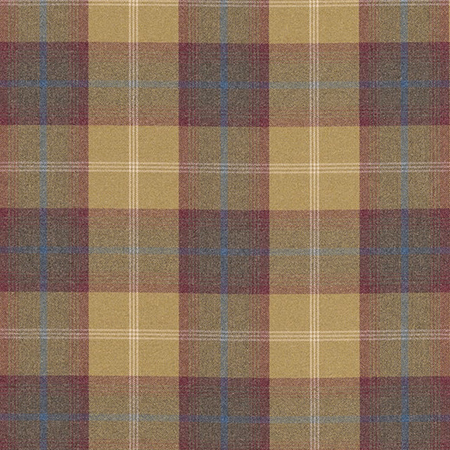 Large pistachio and plum checked fabric with fine blue pinstripes