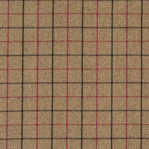 Close-up of a small fuchsia and black check fabric on an oat background