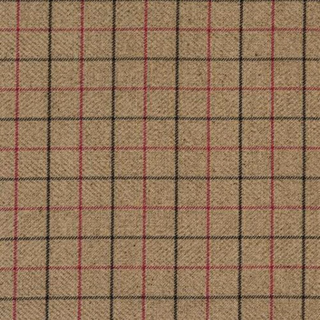 Close-up of a small fuchsia and black check fabric on an oat background