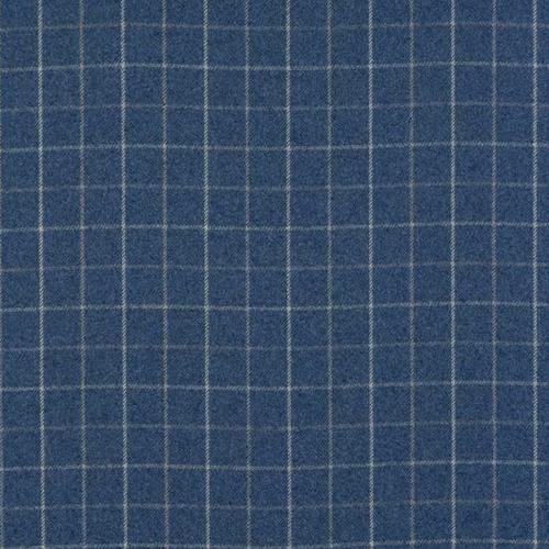 Dark blue checked fabric swatch with fine pale grid lines