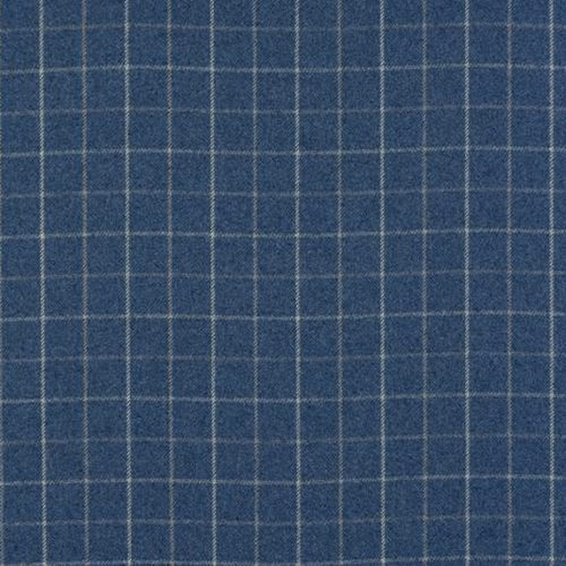 Dark blue checked fabric swatch with fine pale grid lines