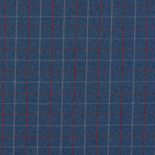 Dark blue checked fabric with fine grey and burgundy grid lines