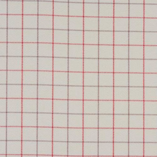 Cream check fabric with fine pink grid lines and a crisp woven texture
