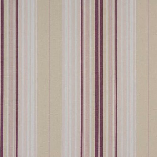 Vertical stripe cotton fabric in beige, blush and aubergine plum tones