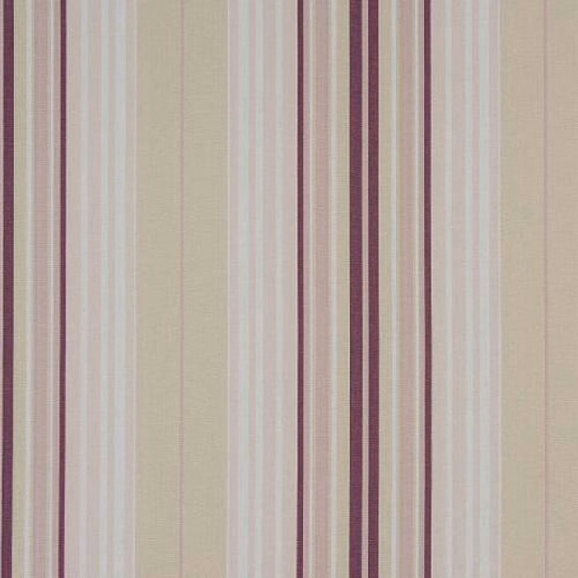 Vertical stripe cotton fabric in beige, blush and aubergine plum tones