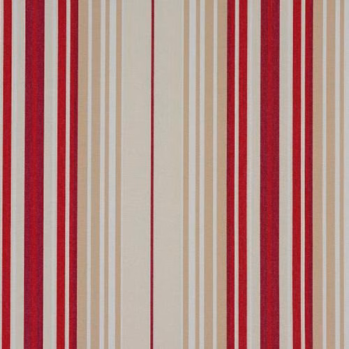Vertical rouge and beige striped cotton swatch with crisp woven texture