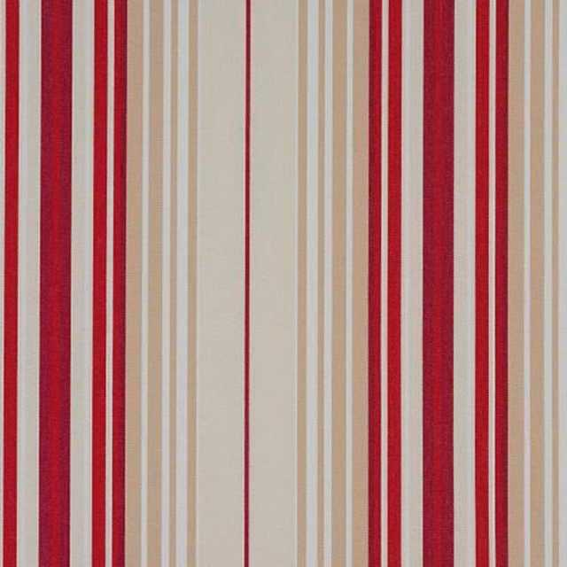 Vertical rouge and beige striped cotton swatch with crisp woven texture