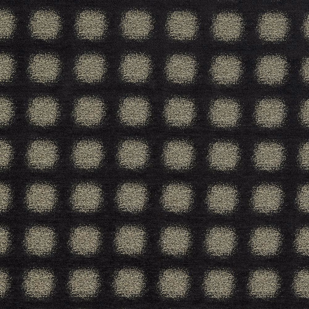 Graphite check fabric with pale square motifs and a subtle woven sheen