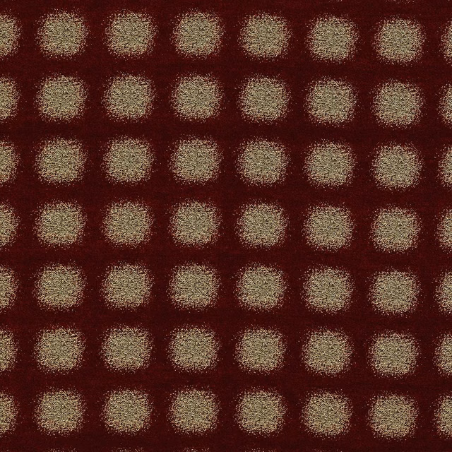 Deep burgundy checked fabric with softly shimmering gold square motifs