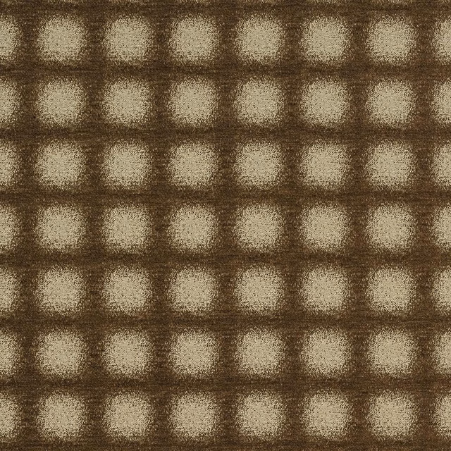 Warm sand-beige checked fabric with cocoa outlines and a soft metallic sheen