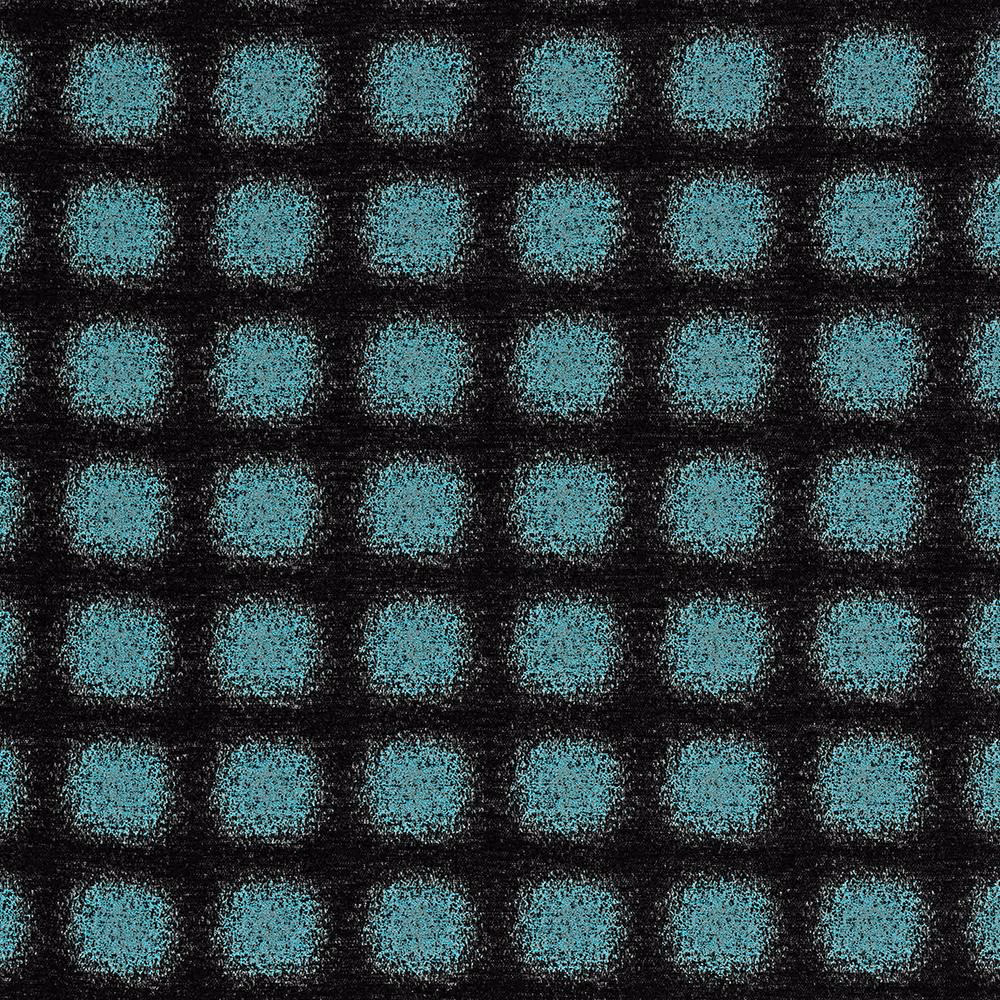 Teal square check fabric on a dark black ground with subtle textured weave