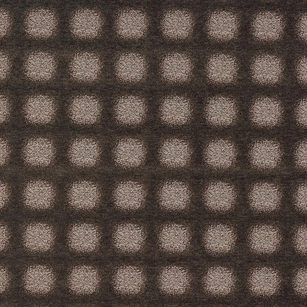 Smoky taupe check fabric with softly blurred pale squares on a dark ground