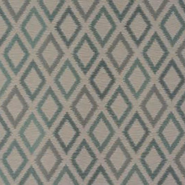 Soft duck egg diamond lattice fabric on a pale warm ground