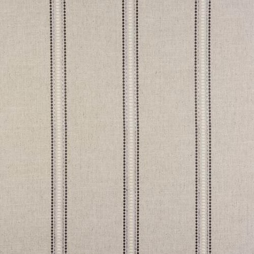 Pale grey-beige striped fabric with narrow charcoal dotted lines and woven texture