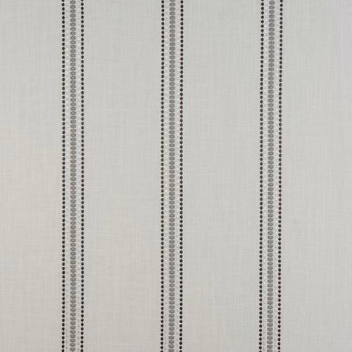 Cream linen-blend fabric with fine vertical dotted grey stripes