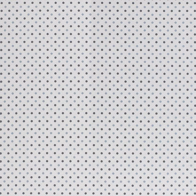 Light ground fabric with tiny cornflower-blue polka dots in a neat allover repeat