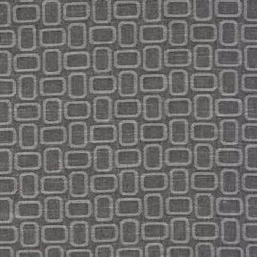 Charcoal grey geometric cotton fabric with a small rounded-rectangle grid