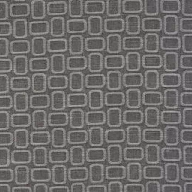 Charcoal grey geometric cotton fabric with a small rounded-rectangle grid