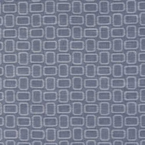 Close-up of small rounded geometric rectangles in muted indigo blue cotton