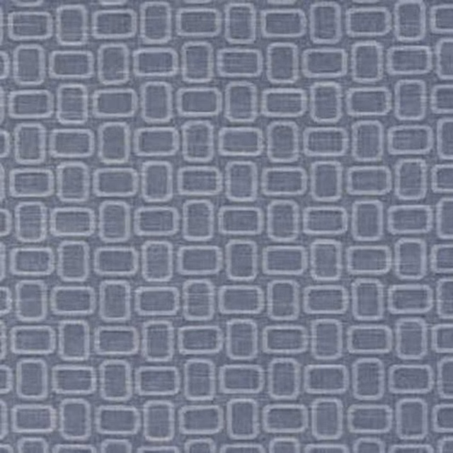 Close-up of small rounded geometric rectangles in muted indigo blue cotton