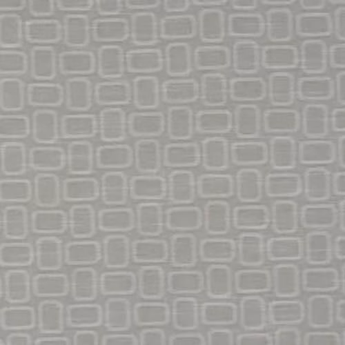 Pale dove-grey geometric fabric with small rounded rectangle motifs