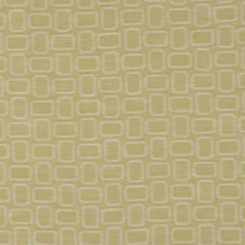 Muted ochre cotton fabric with a small rounded-square geometric repeat