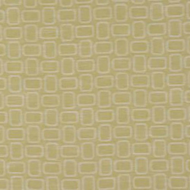 Muted ochre cotton fabric with a small rounded-square geometric repeat