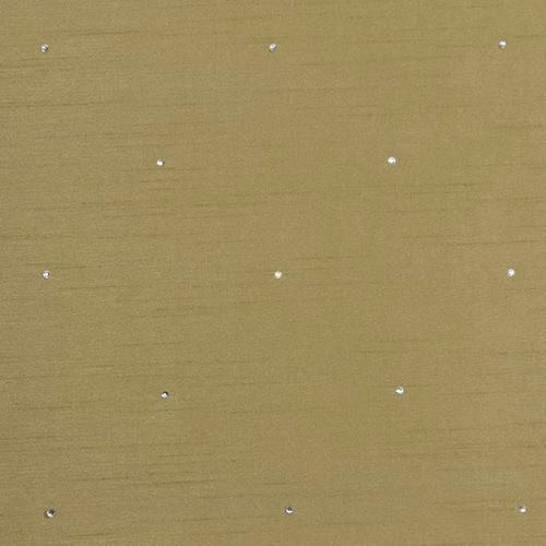 Muted olive fabric with small scattered metallic dot motifs and a smooth woven surface